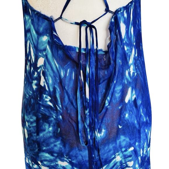 LoveShackFancy Maxi Fairy Slip Dress O/S Blue Backless Tie Dye Sheer Ethereal - Picture 8 of 16